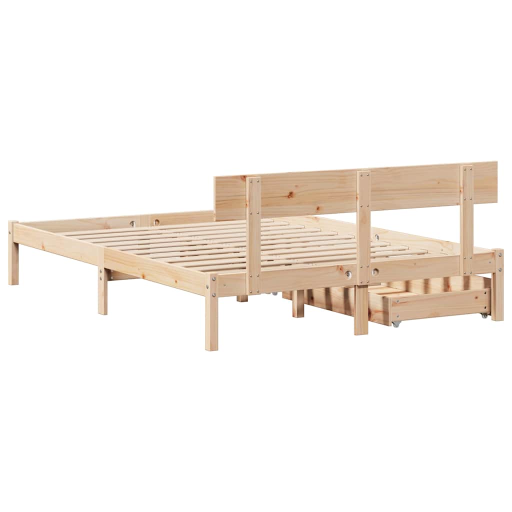 Bed Frame without Mattress 150x200 cm King Size Solid Wood Pine