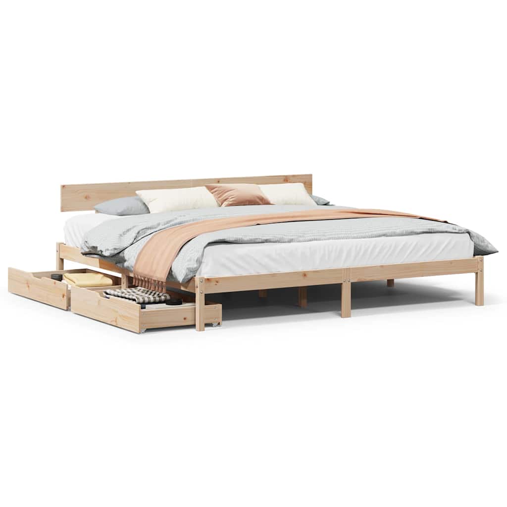 Bed Frame without Mattress 180x200 cm Super King Solid Wood Pine