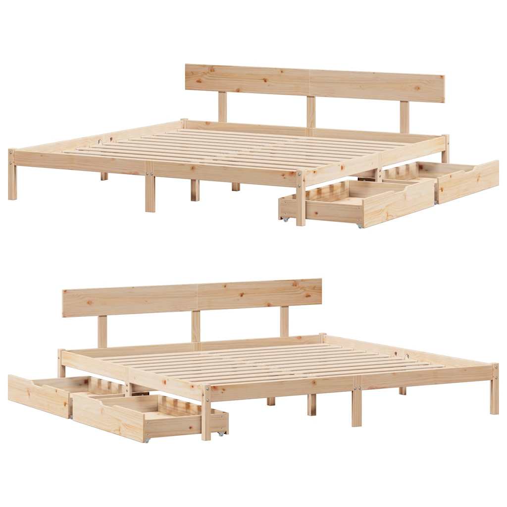 Bed Frame without Mattress 180x200 cm Super King Solid Wood Pine