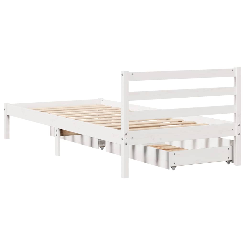 Bed Frame without Mattress White 100x200 cm Solid Wood Pine
