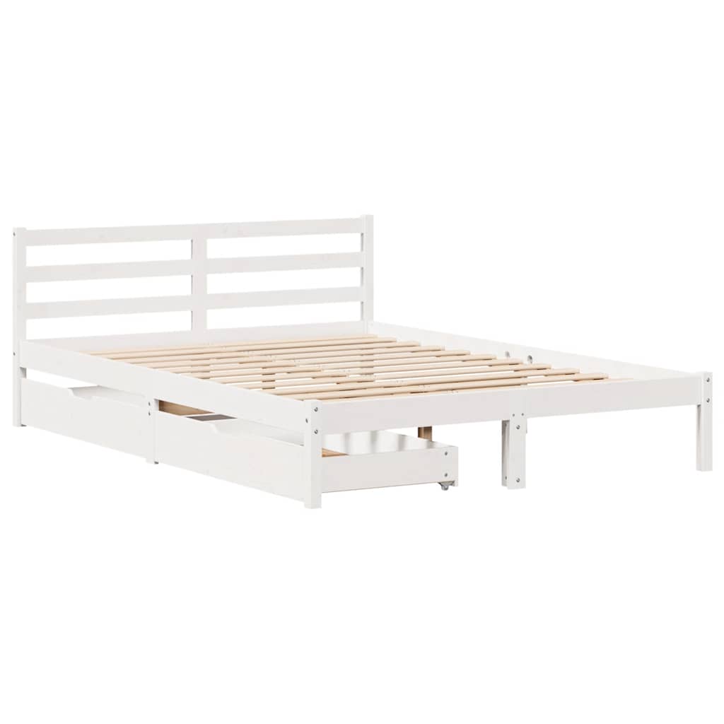 Bed Frame without Mattress White 120x200 cm Solid Wood Pine