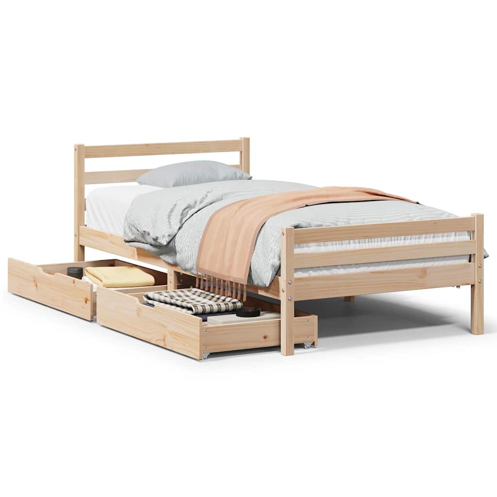 Bed Frame without Mattress 90x200 cm Solid Wood Pine