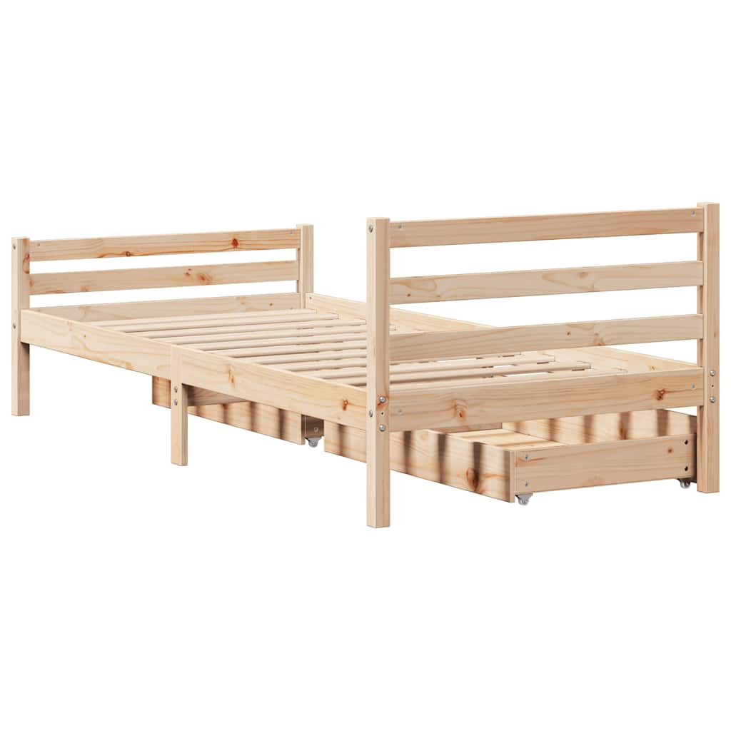 Bed Frame without Mattress 90x200 cm Solid Wood Pine