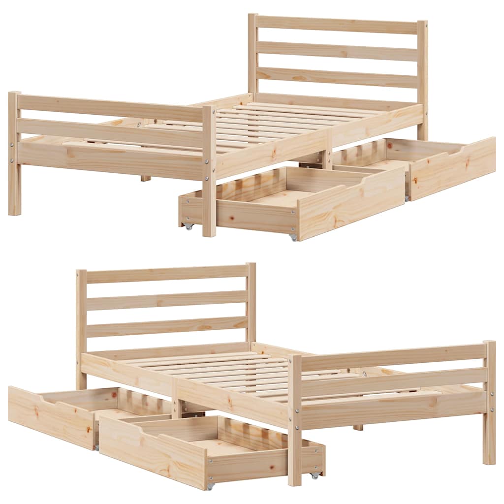 Bed Frame without Mattress 90x200 cm Solid Wood Pine