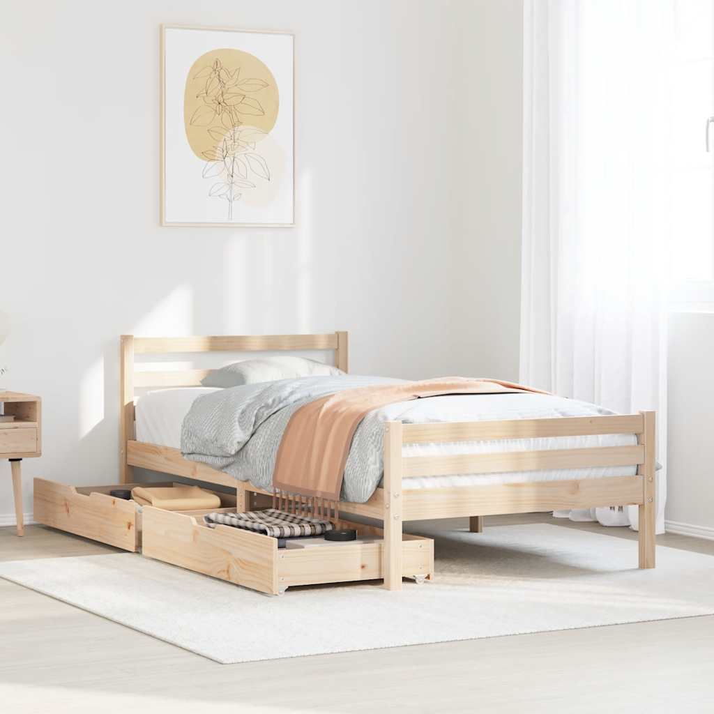 Bed Frame without Mattress 90x200 cm Solid Wood Pine