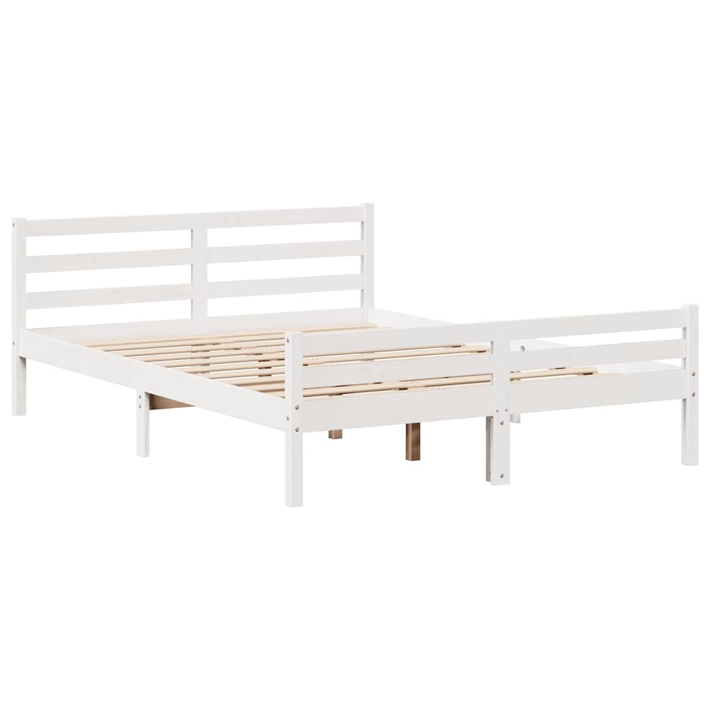 Bed Frame without Mattress White 140x200 cm Solid Wood Pine
