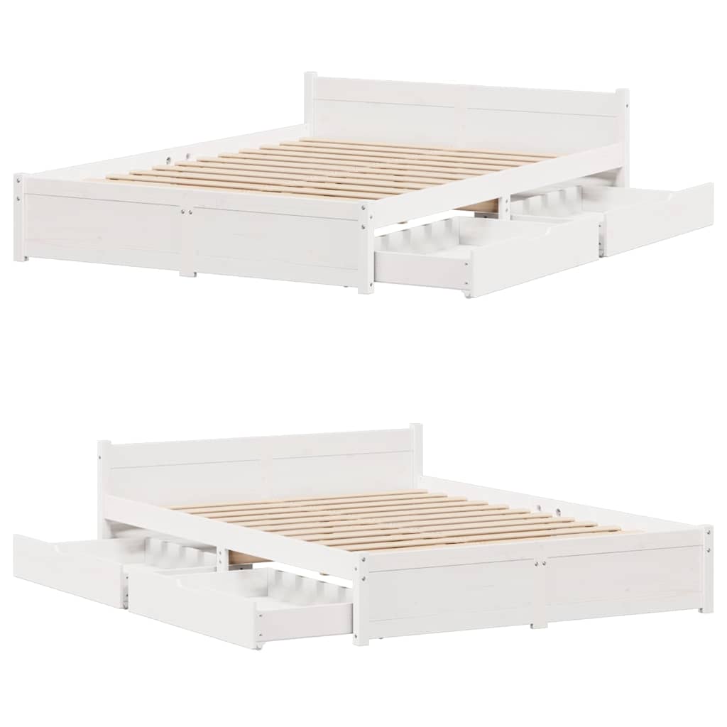 Bed Frame without Mattress White 140x190 cm Solid Wood Pine