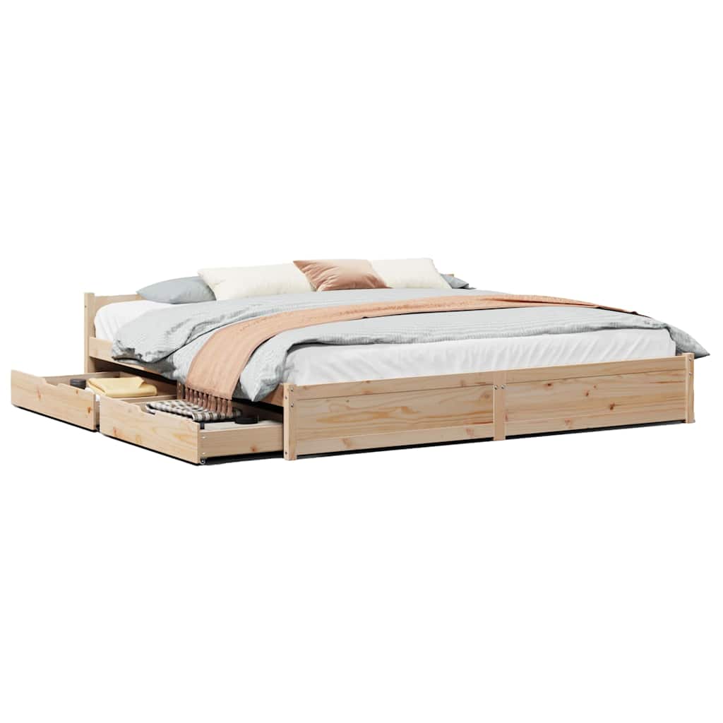 Bed Frame without Mattress 200x200 cm Solid Wood Pine