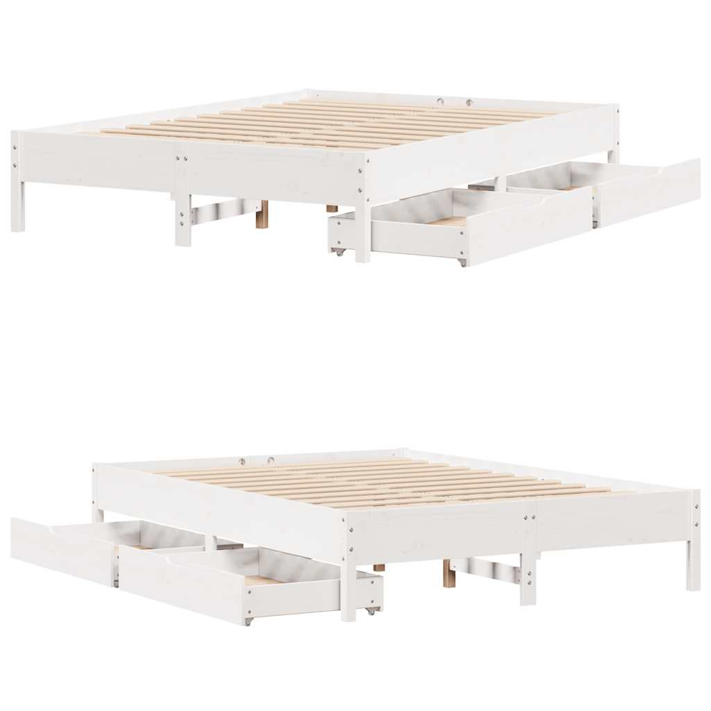 Bed Frame without Mattress White 160x200 cm Solid Wood Pine