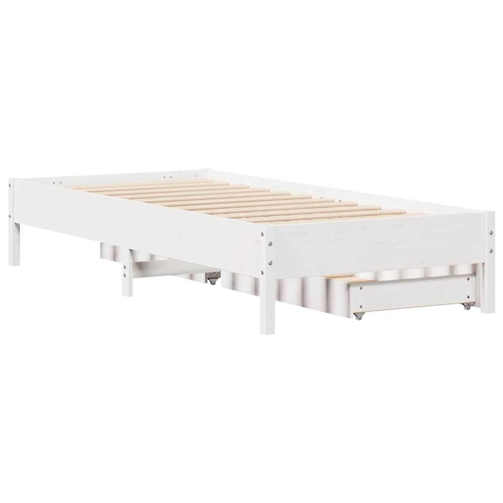 Bed Frame without Mattress White 100x200 cm Solid Wood Pine