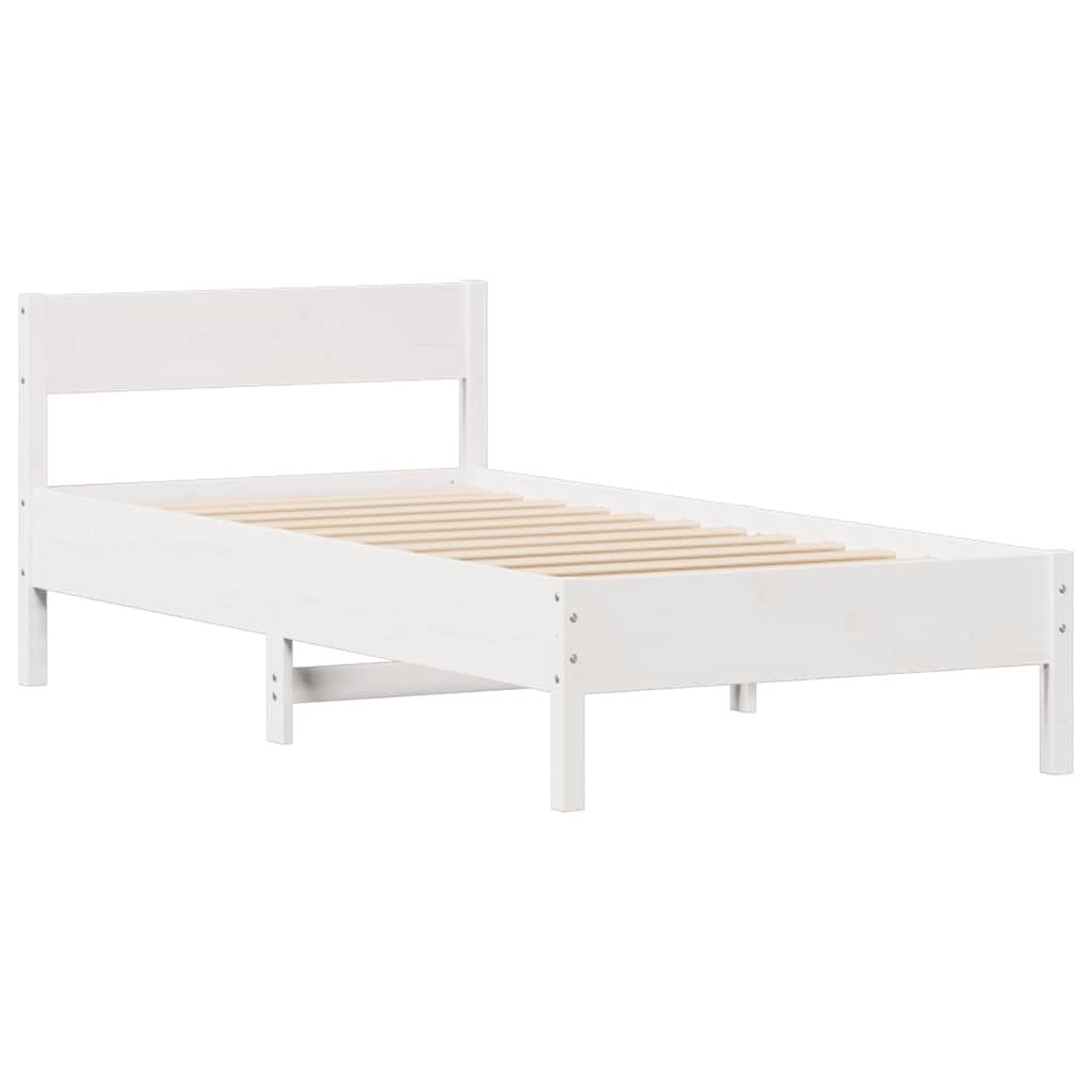Bed Frame without Mattress White 100x200 cm Solid Wood Pine