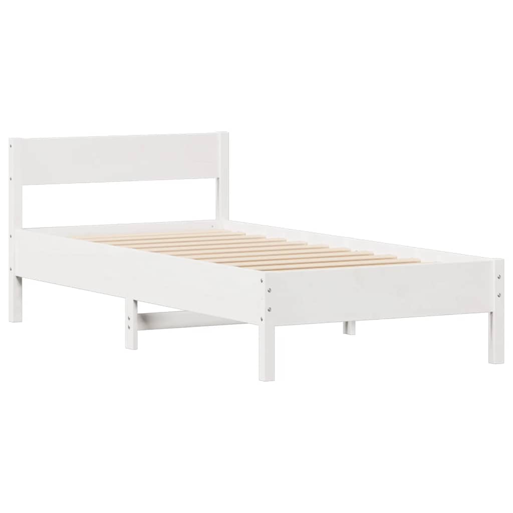 Bed Frame without Mattress White 90x190 cm Single Solid Wood Pine