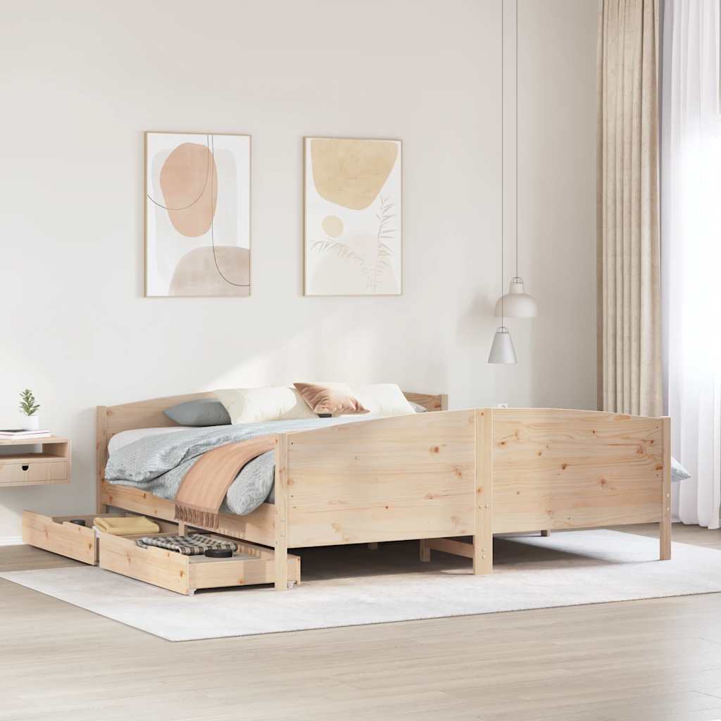 Bed Frame without Mattress 200x200 cm Solid Wood Pine