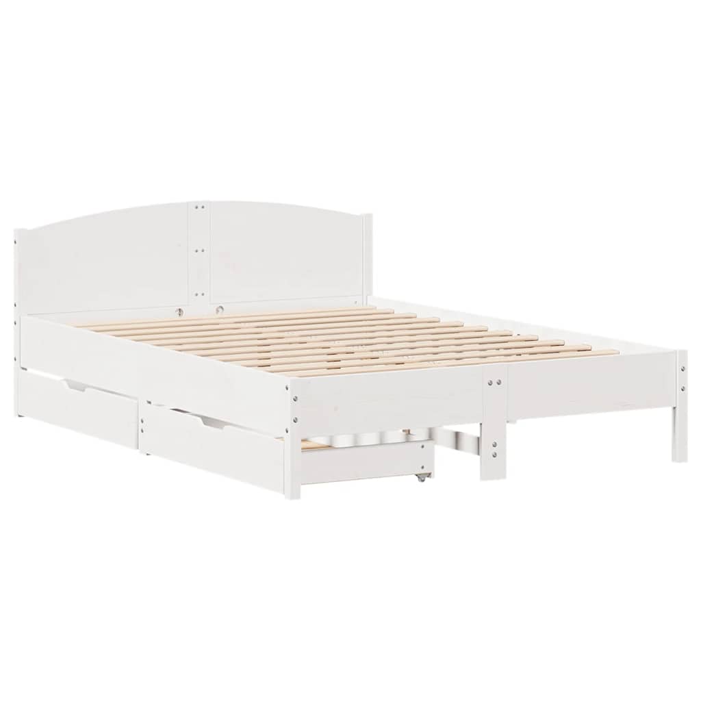 Bed Frame without Mattress White 120x200 cm Solid Wood Pine