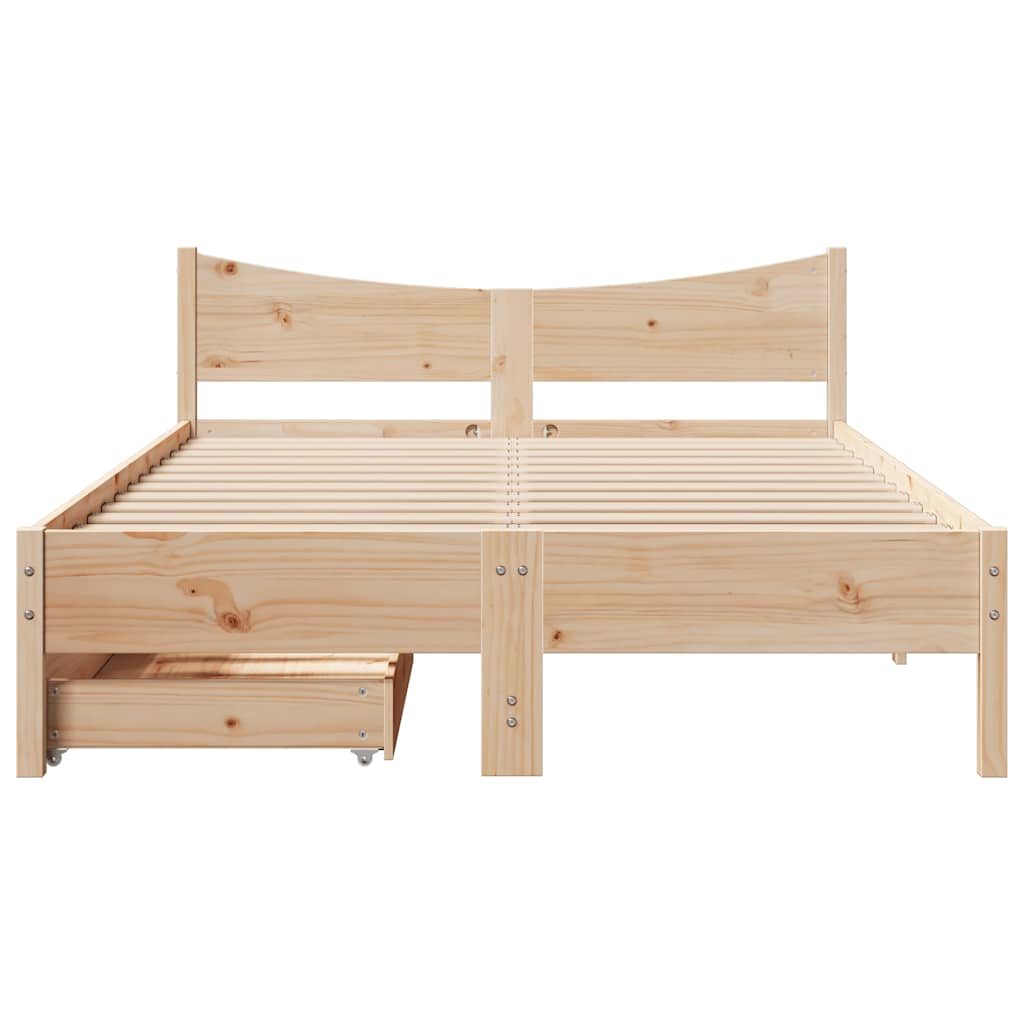 Bed Frame with Drawers 140x200 cm Solid Wood Pine