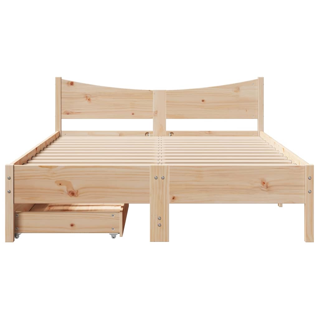 Bed Frame with Drawers 120x200 cm Solid Wood Pine