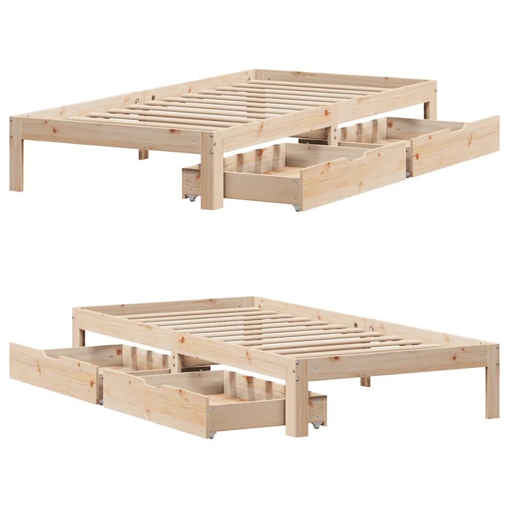Bed Frame with Drawers without Mattress 75x190 cm Small Single