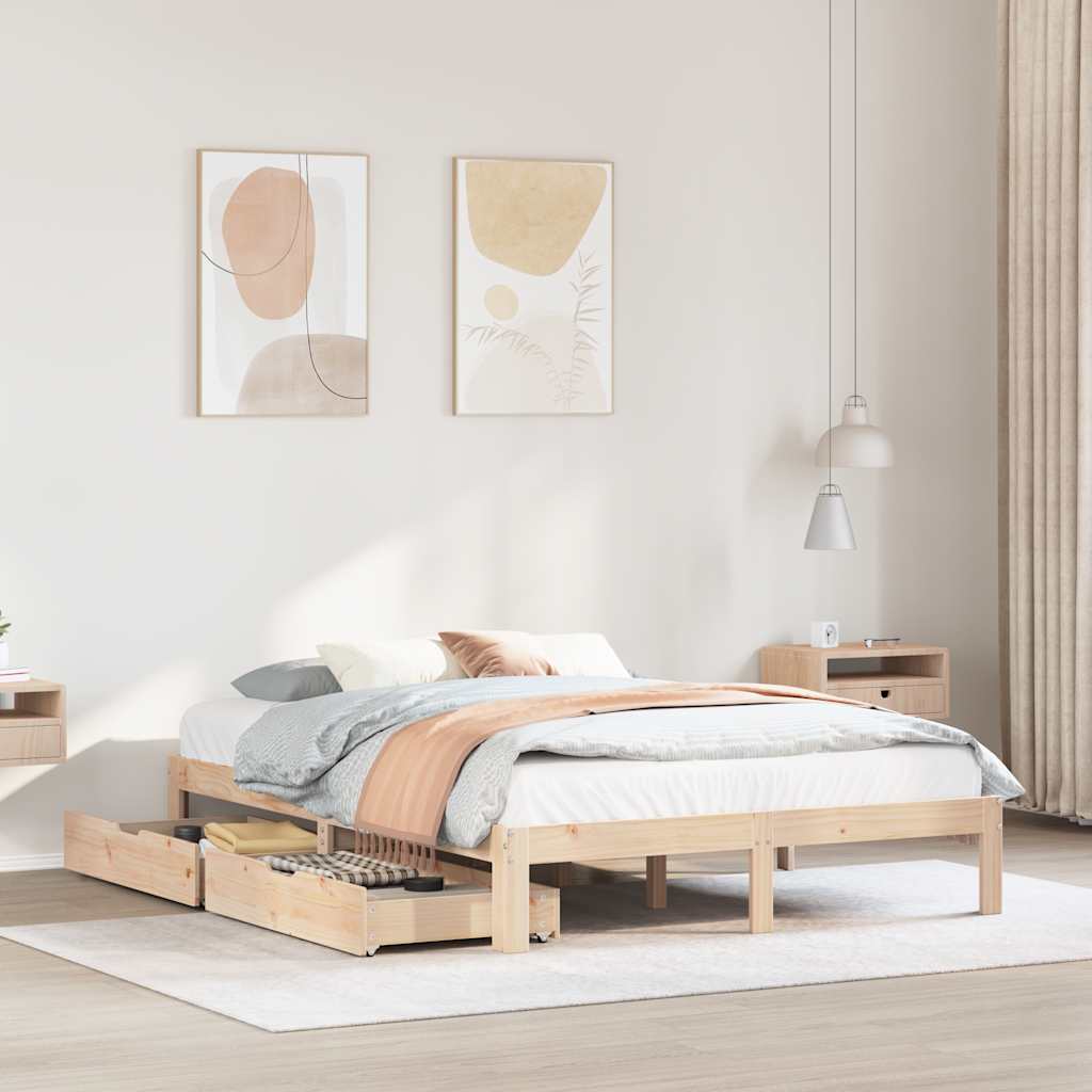 Bed Frame with Drawers without Mattress 140x190 cm