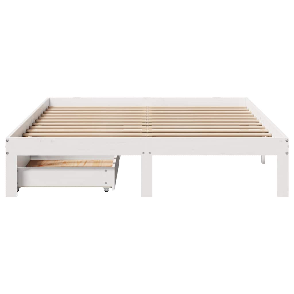 Bed Frame with Drawers without Mattress White 150x200 cm King Size