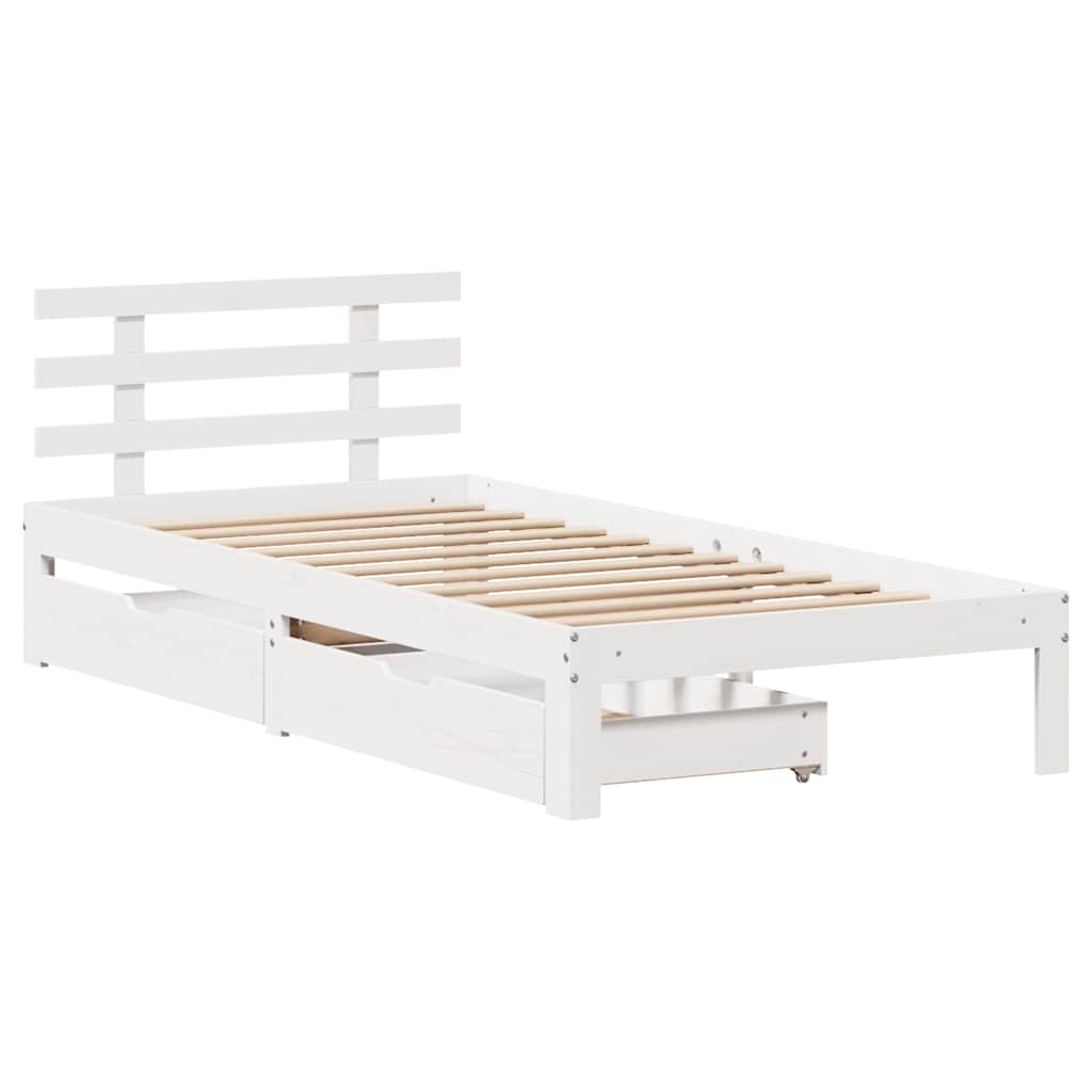 Bed Frame with Drawers without Mattress White 100x200 cm