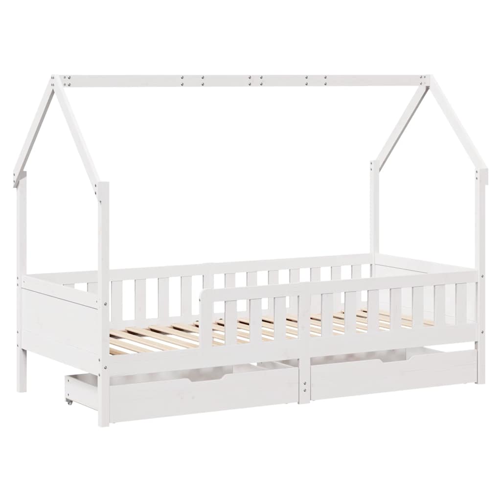 Kids Bed Frame with Drawers without Mattress 90x200 cm Solid Wood