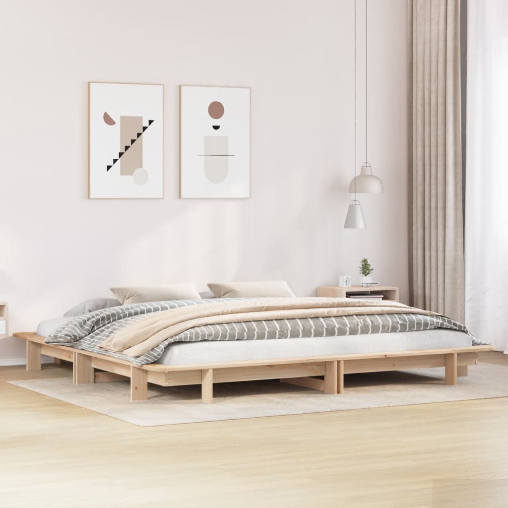 Bed Frame without Mattress 200x200 cm Solid Wood Pine