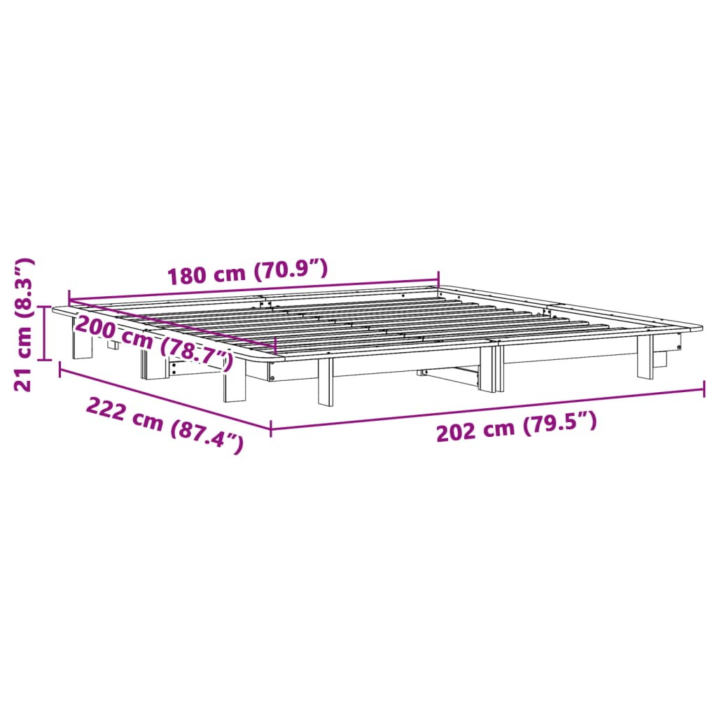 Bed Frame without Mattress 180x200 cm Super King Solid Wood Pine