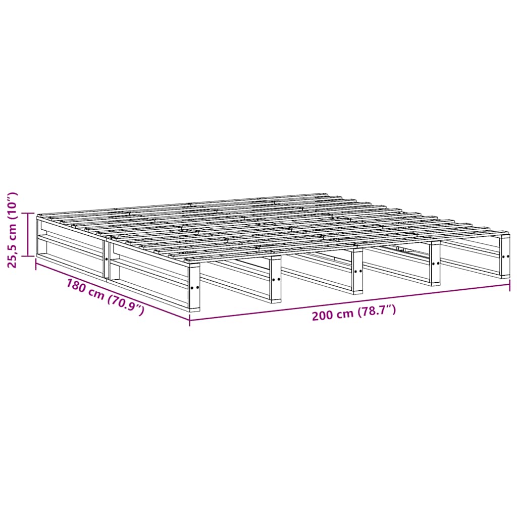 Bed Frame without Mattress 200x200 cm Solid Wood Pine