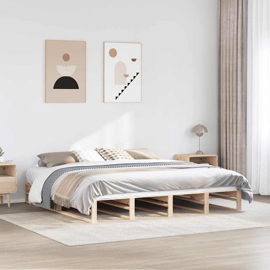 Bed Frame without Mattress 200x200 cm Solid Wood Pine