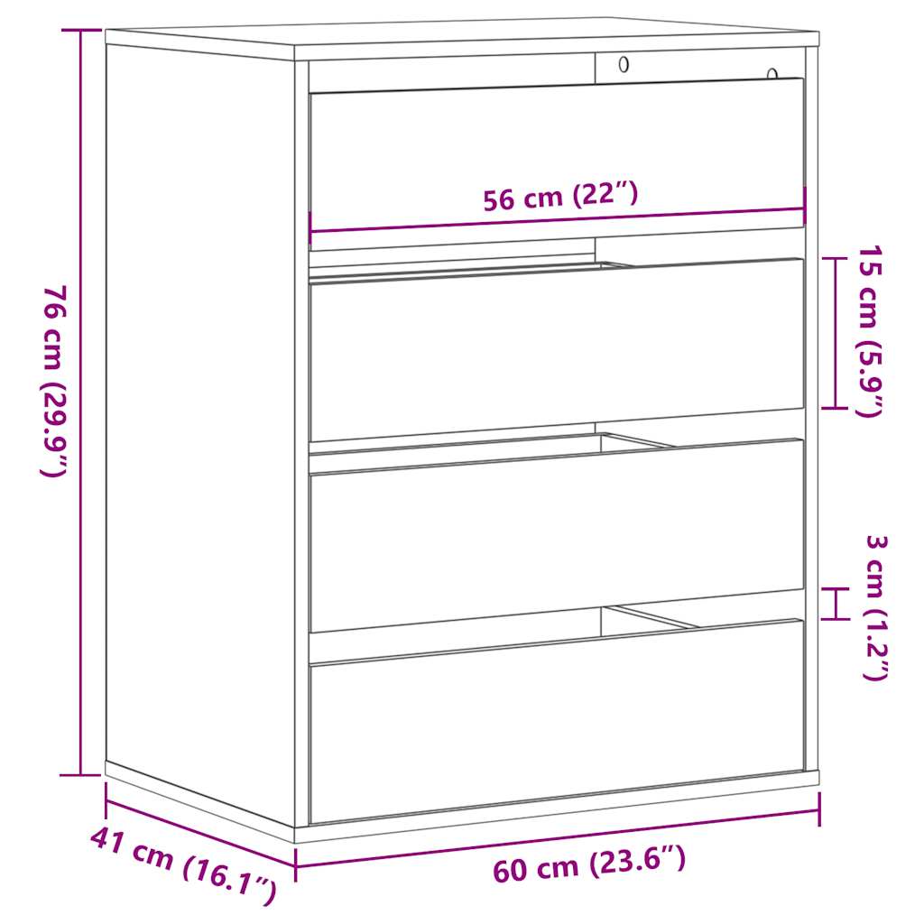 Corner Chest of Drawers Old Wood 60x41x76 cm Engineered Wood
