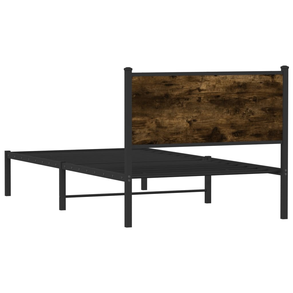 Metal Bed Frame without Mattress Smoked Oak 100x190 cm