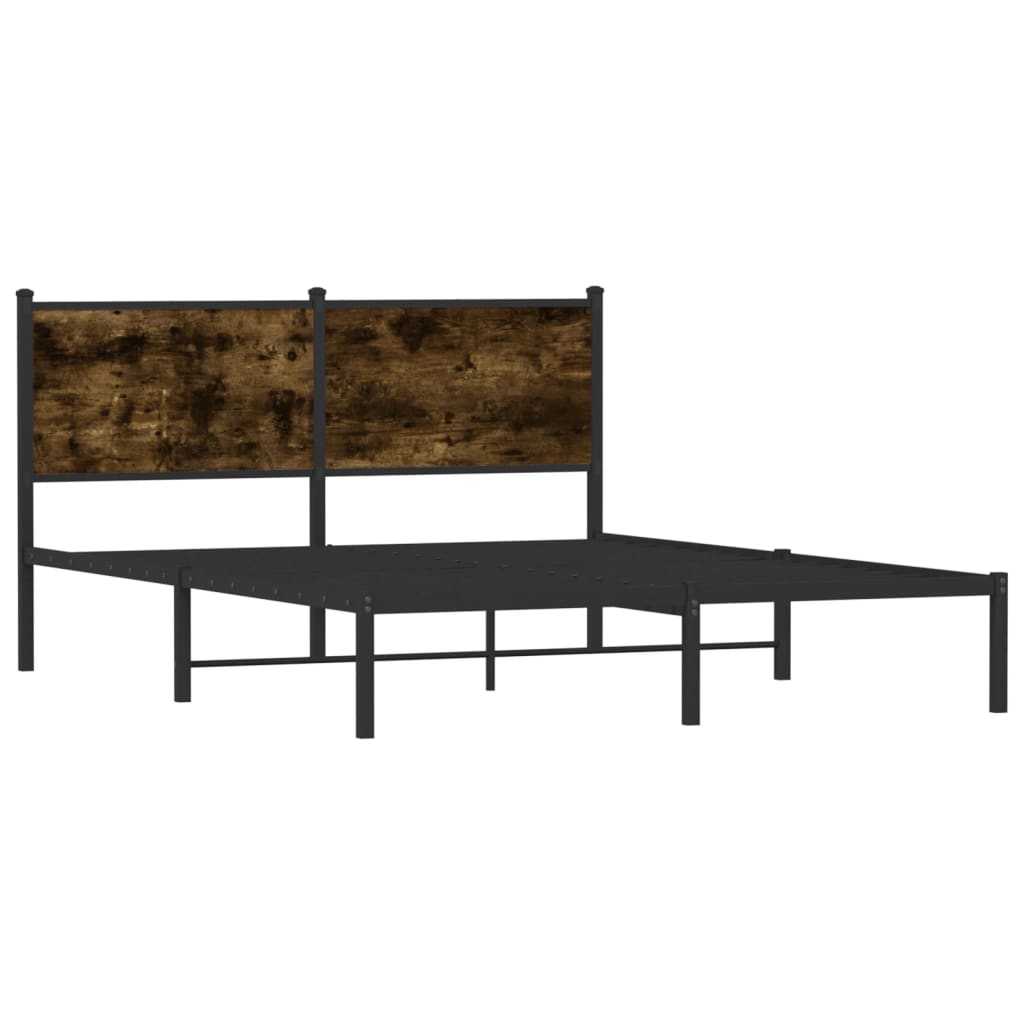 Metal Bed Frame without Mattress Smoked Oak 137x190 cm