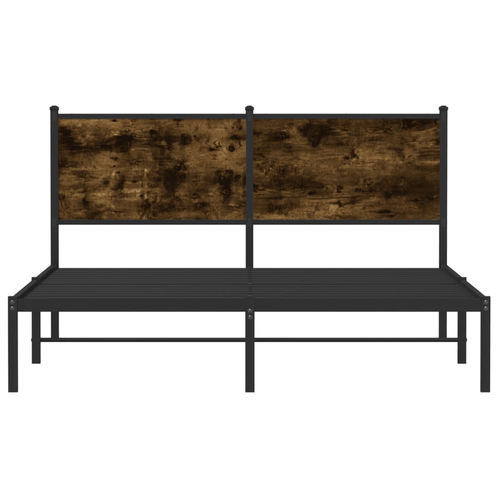 Metal Bed Frame without Mattress Smoked Oak 137x190 cm