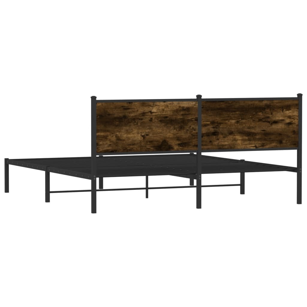 Metal Bed Frame without Mattress Smoked Oak 160x200 cm