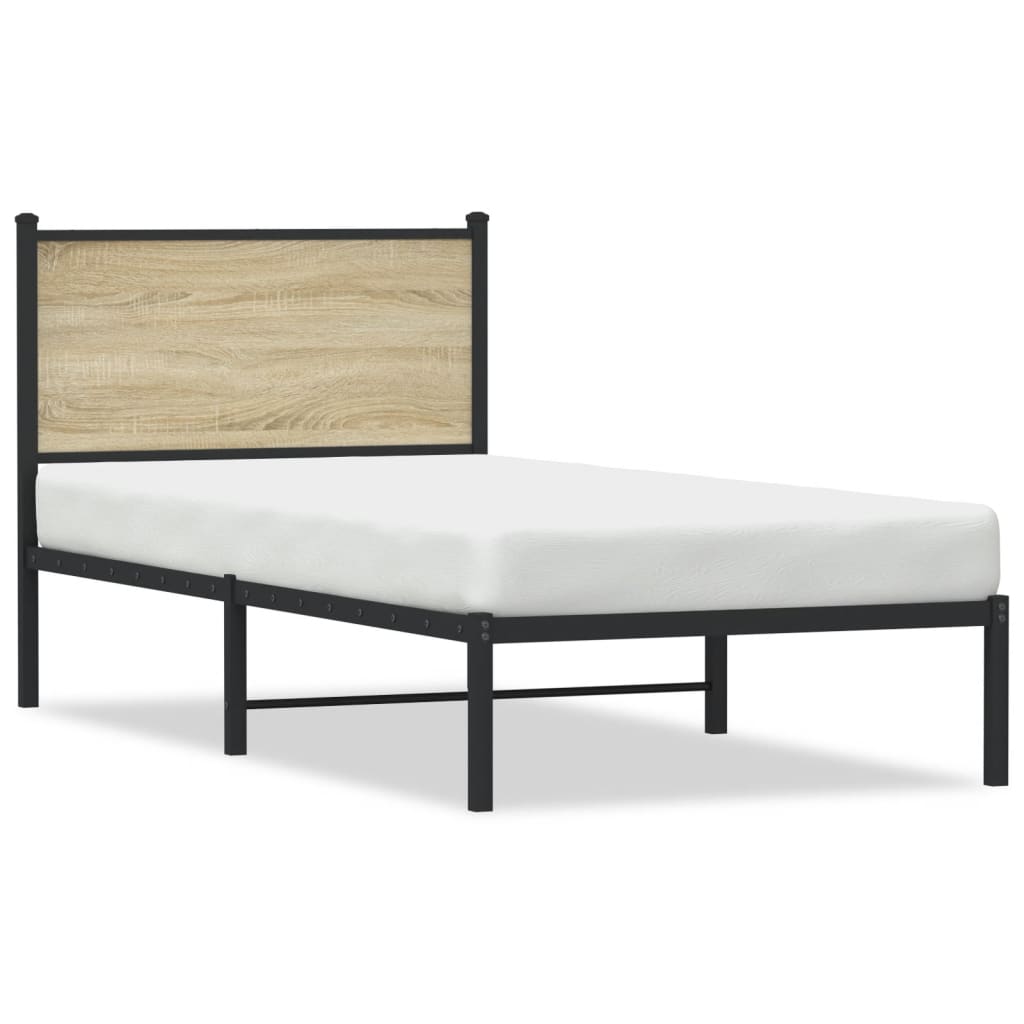 Metal Bed Frame without Mattress Sonoma Oak 80x200 cm