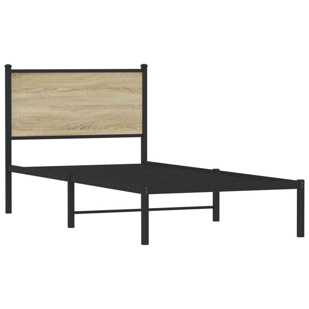 Metal Bed Frame without Mattress Sonoma Oak 90x200 cm