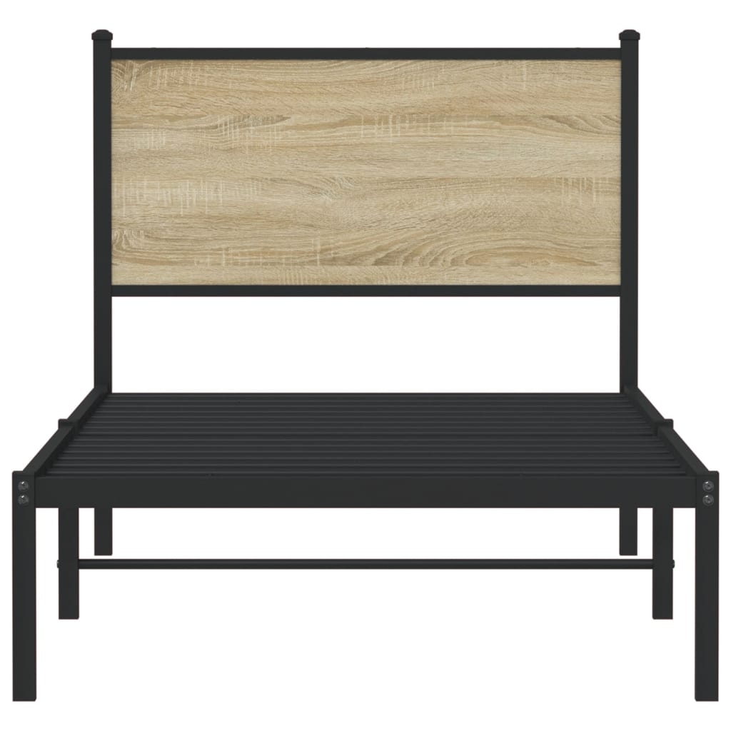 Metal Bed Frame without Mattress Sonoma Oak 90x200 cm