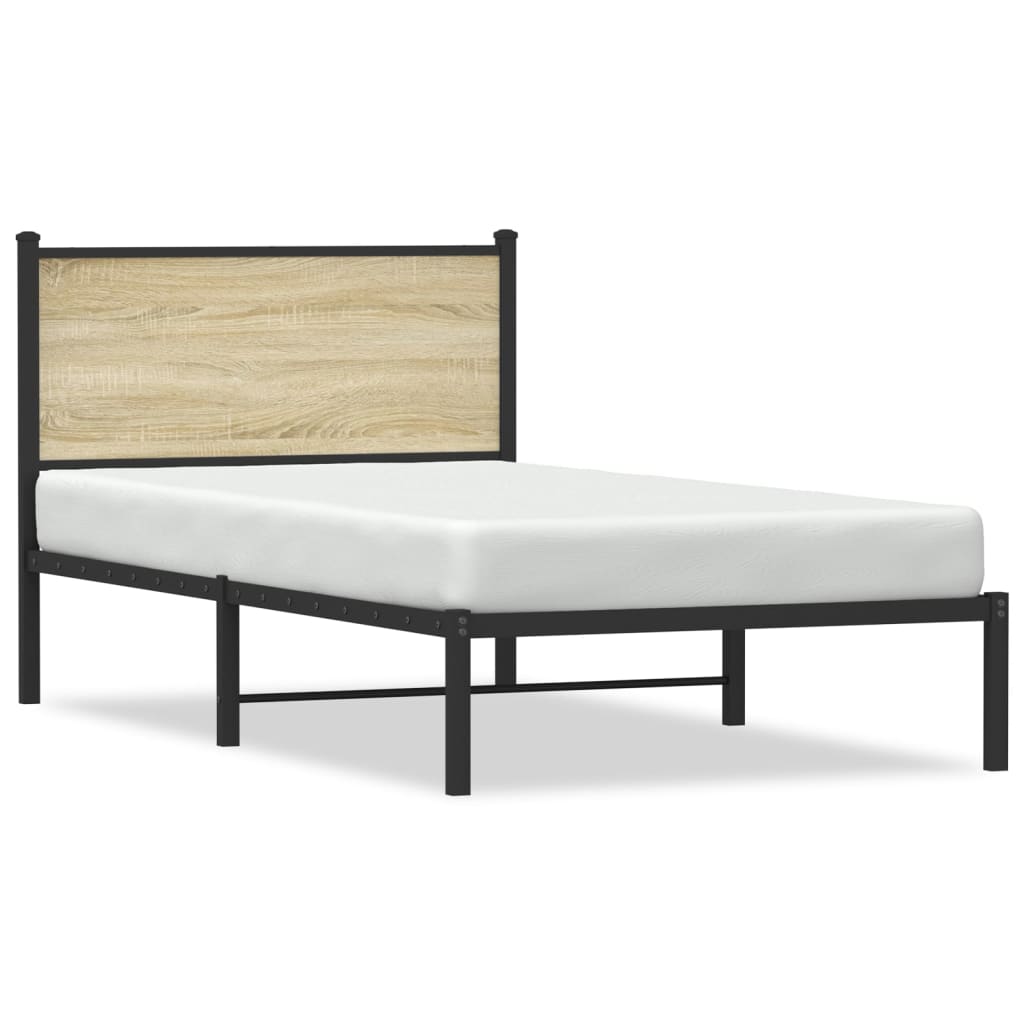 Metal Bed Frame without Mattress Sonoma Oak 100x190 cm