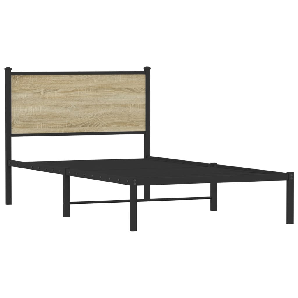 Metal Bed Frame without Mattress Sonoma Oak 100x190 cm