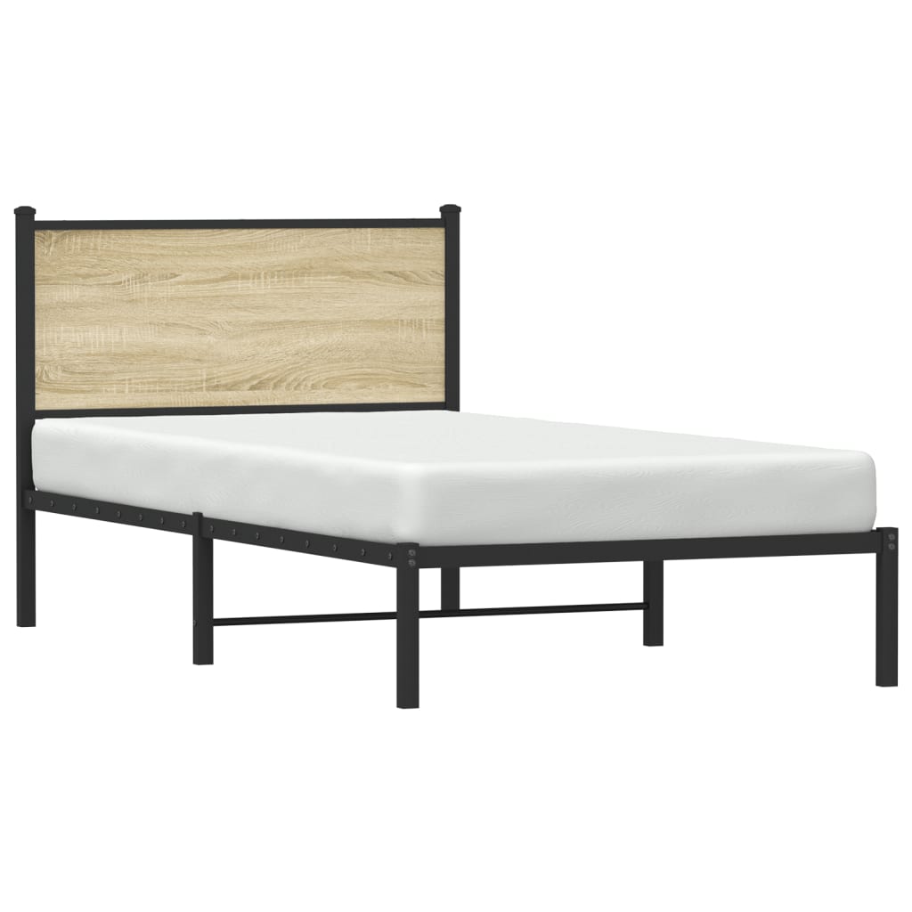 Metal Bed Frame without Mattress Sonoma Oak 100x190 cm