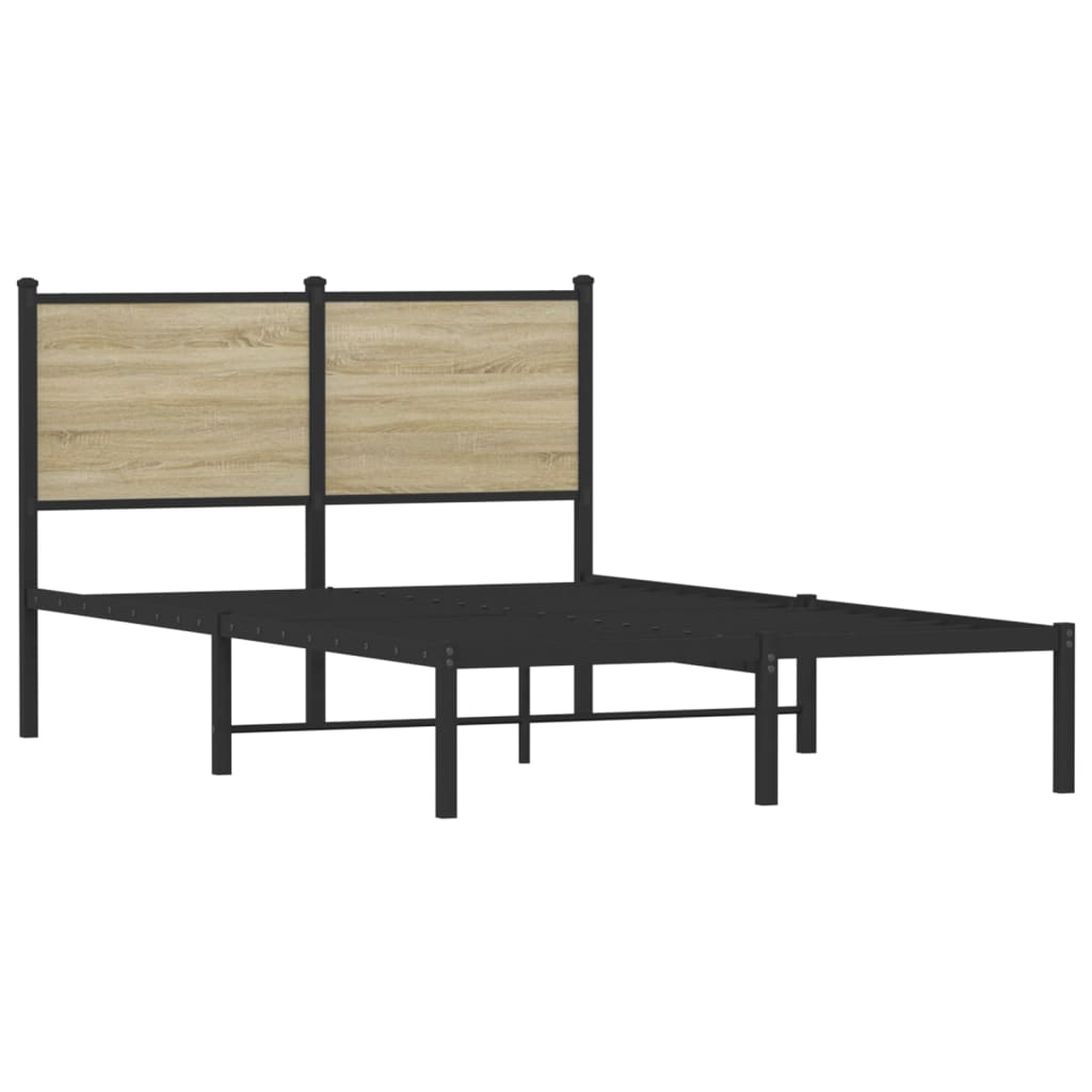 Metal Bed Frame without Mattress Sonoma Oak 120x190 cm Small Double