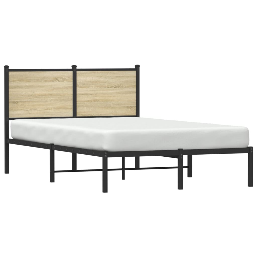 Metal Bed Frame without Mattress Sonoma Oak 120x200 cm