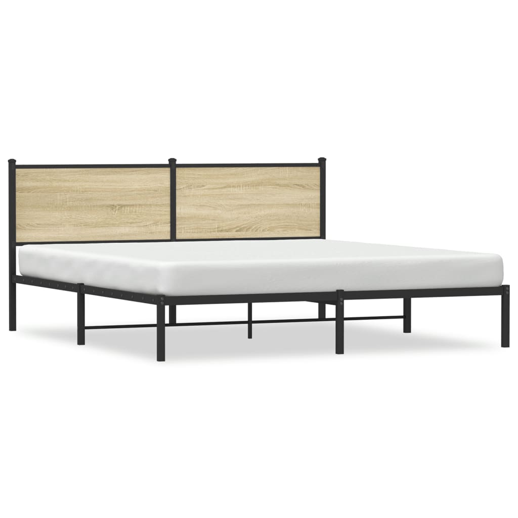 Metal Bed Frame without Mattress Sonoma Oak 160x200 cm