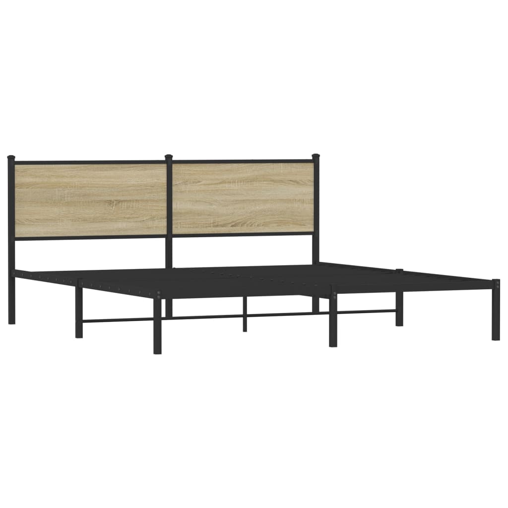 Metal Bed Frame without Mattress Sonoma Oak 160x200 cm