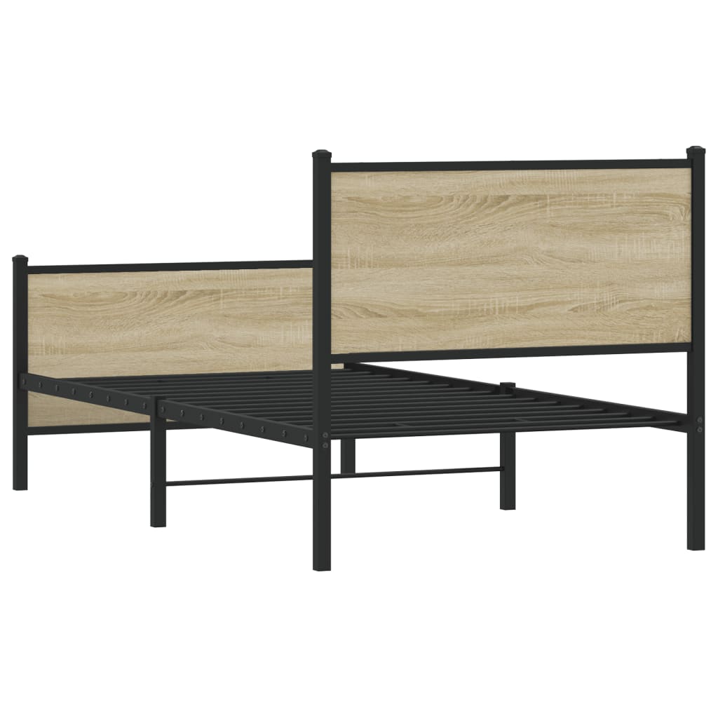 Metal Bed Frame without Mattress Sonoma Oak 80x200 cm
