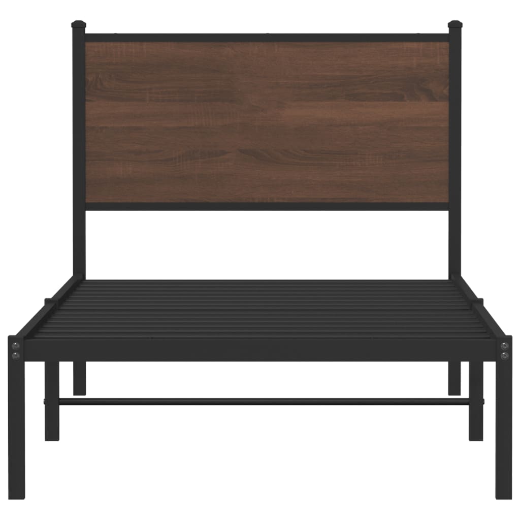Metal Bed Frame without Mattress Brown Oak 80x200 cm