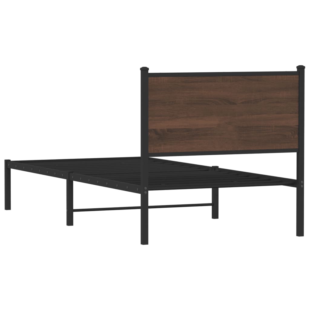 Metal Bed Frame without Mattress Brown Oak 80x200 cm