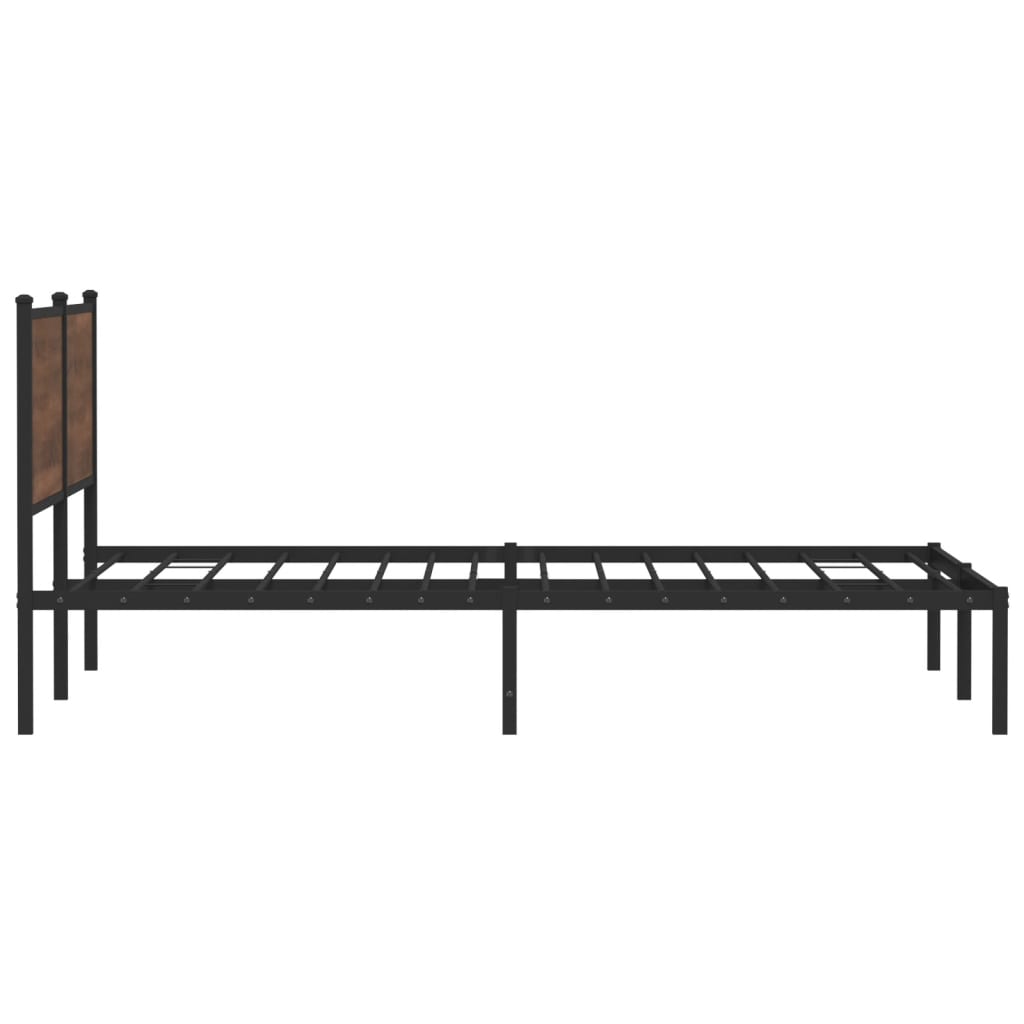 Metal Bed Frame without Mattress Brown Oak 160x200 cm