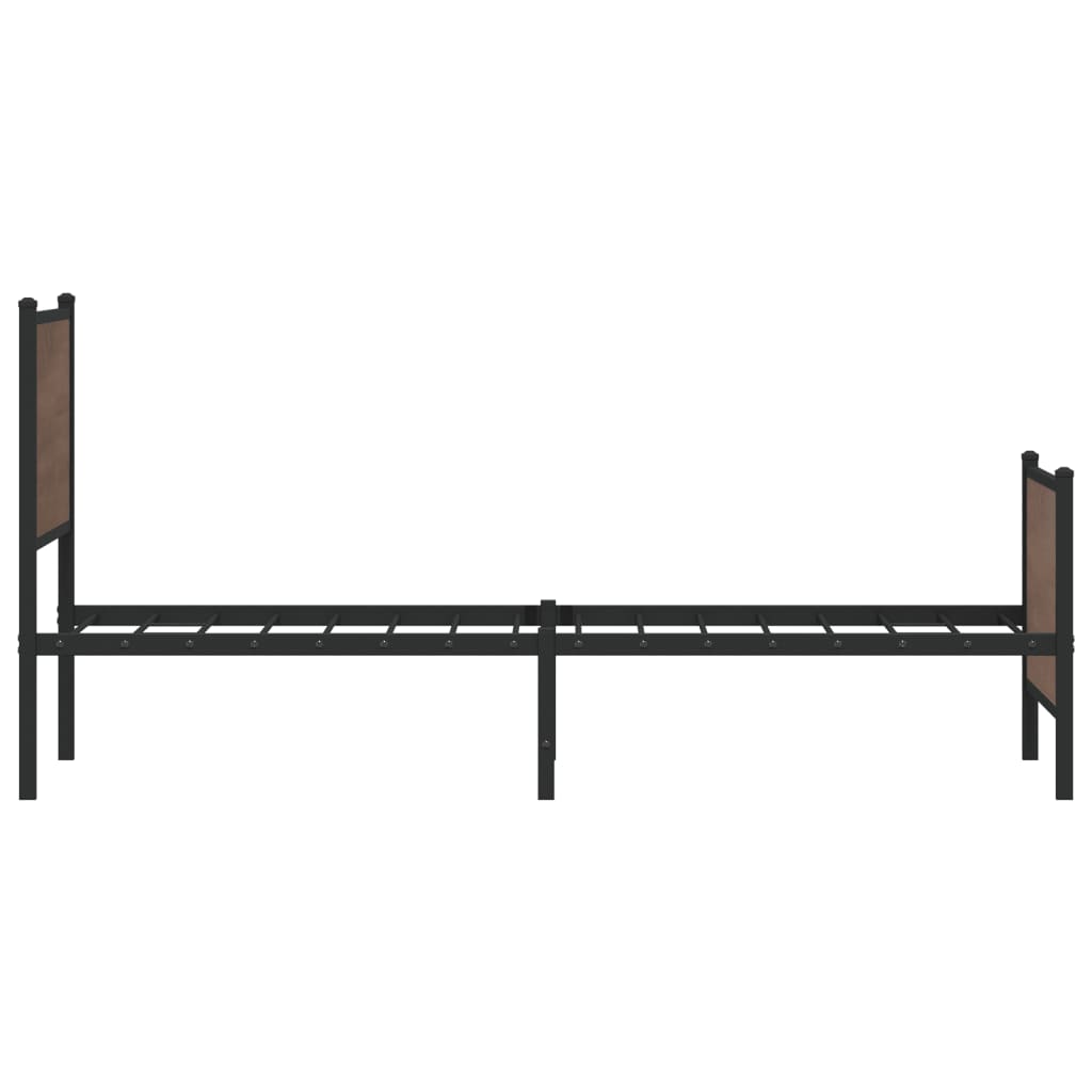 Metal Bed Frame without Mattress Brown Oak 100x190 cm