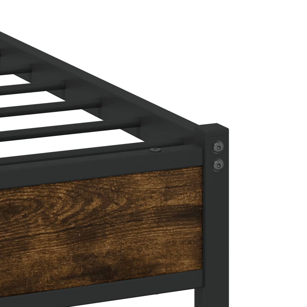 Metal Bed Frame without Mattress Smoked Oak 80x200 cm
